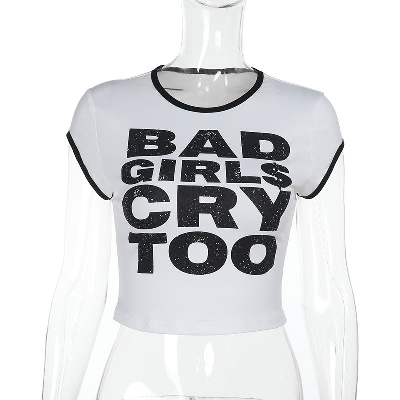 Damen Trendiges Crop-Top mit auffälligem Schriftzug Drune