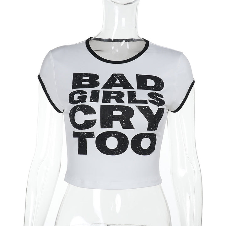 Damen Trendiges Crop-Top mit auffälligem Schriftzug Drune