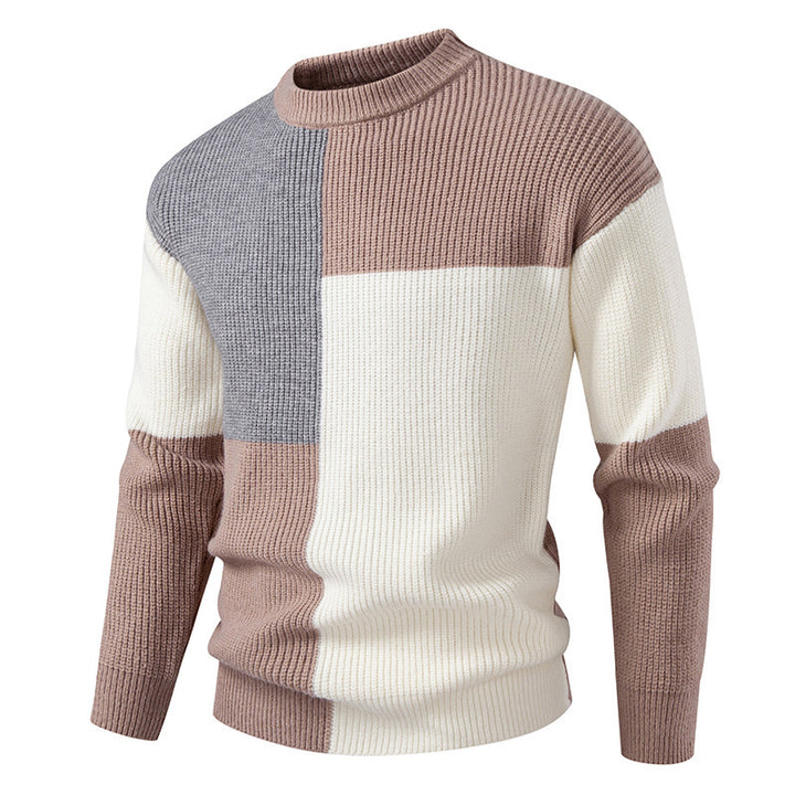 Herren farbenfroher Strukturpullover mit modernem Schnitt und Rundhalsausschnitt Drune