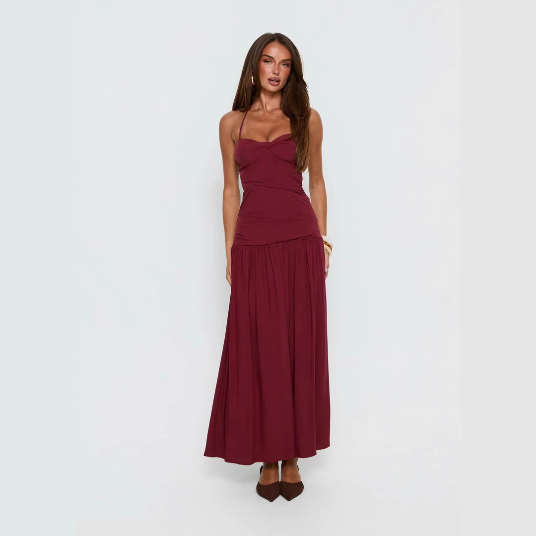 Damen Maxikleid mit Punktedesign und asymmetrischem Schnitt Drune