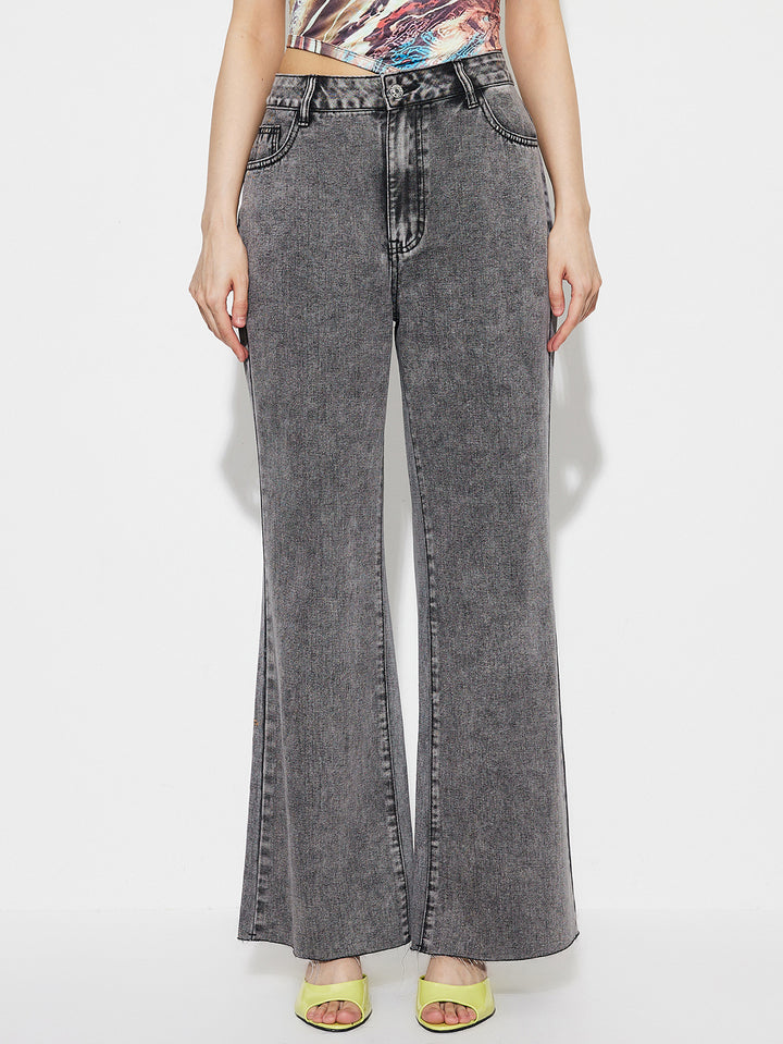 Damen Flared Jeans mit hohem Bund und detaillierten Nähten Drune