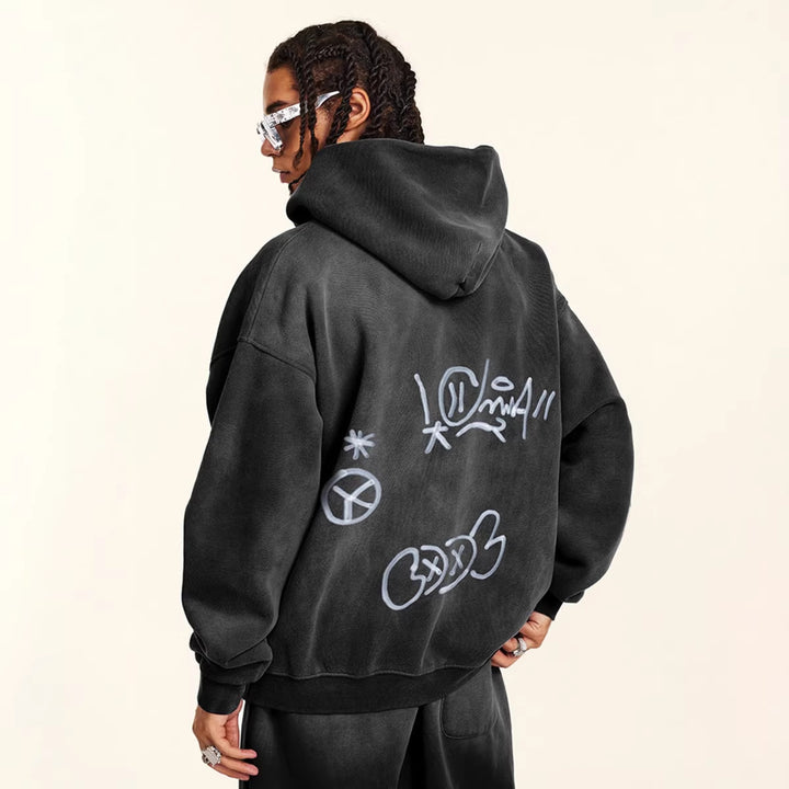 Damen Graffiti-Print Kapuzenjacke Drune