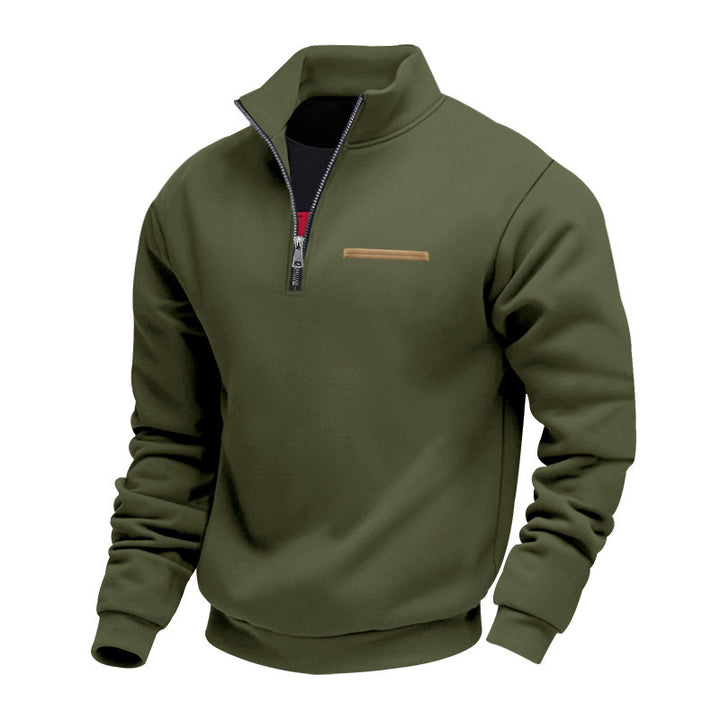 Herren nan Halbzip-Sweatshirt aus schwerem Fleece mit Stehkragen und verdeckter Brusttasche Drune
