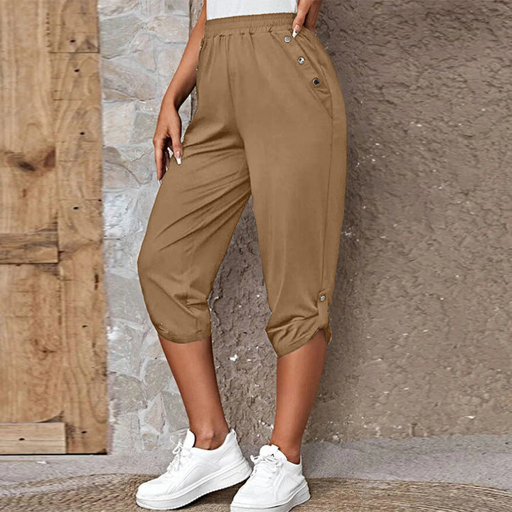 Damen Bequeme Culotte-Hose mit dekorativen Knopfdetails Drune