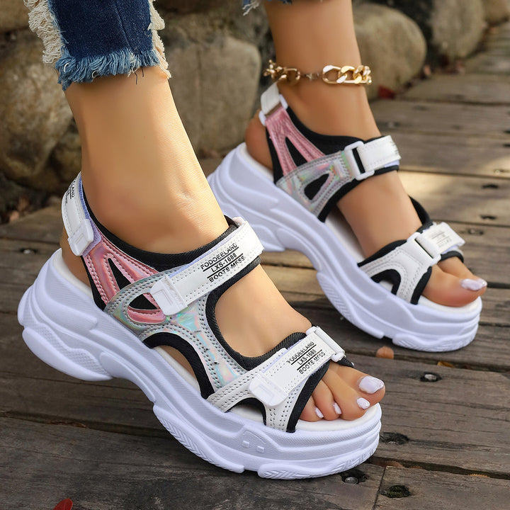 Damen Sportliche Komfortsandalen mit verstellbaren Riemen und dämpfender Sohle Drune