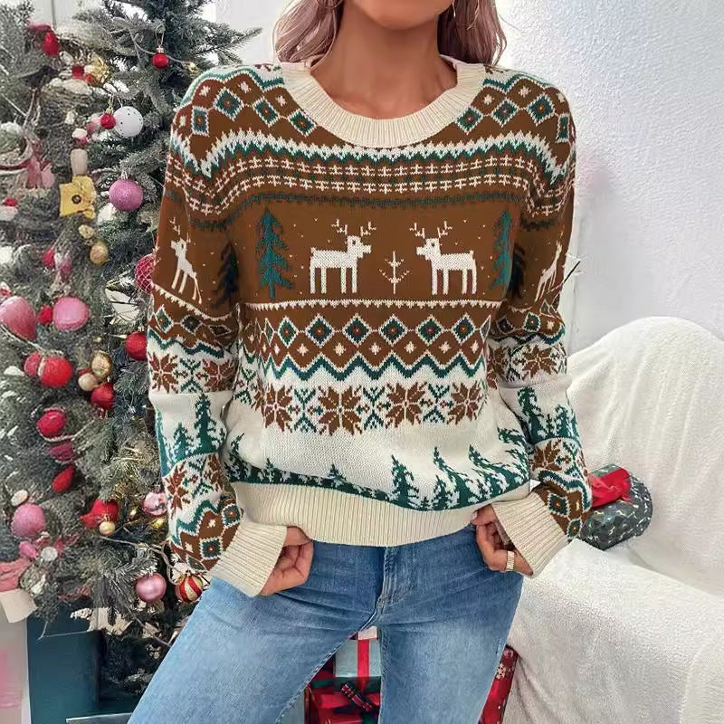 Damen Weihnachtspullover mit festlichem Rentier-Design und weichem Material Drune