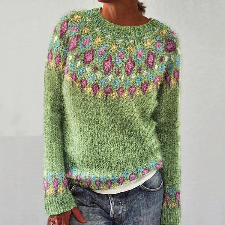 Damen Strickpullover mit lebhaftem Muster und komfortablem Schnitt Drune