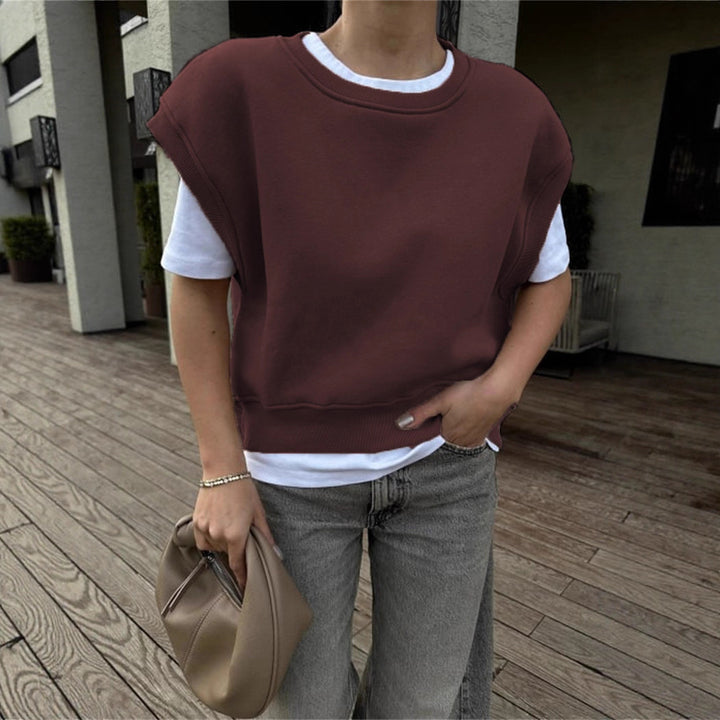 Damen lässiger Oversized-Sweatshirt mit breiten Ärmeln und hohem Bund Drune