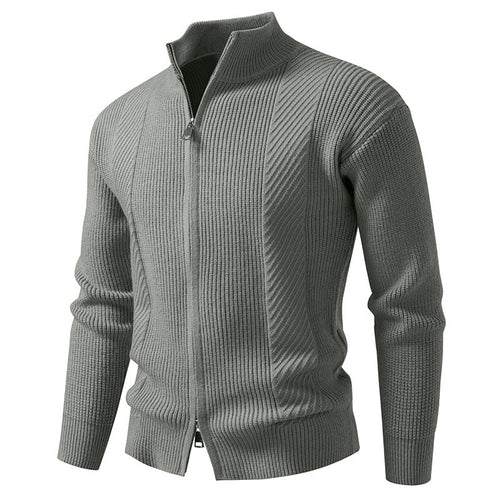 Herren modische Strickjacke mit Stehkragen und durchgehendem Reißverschluss Drune