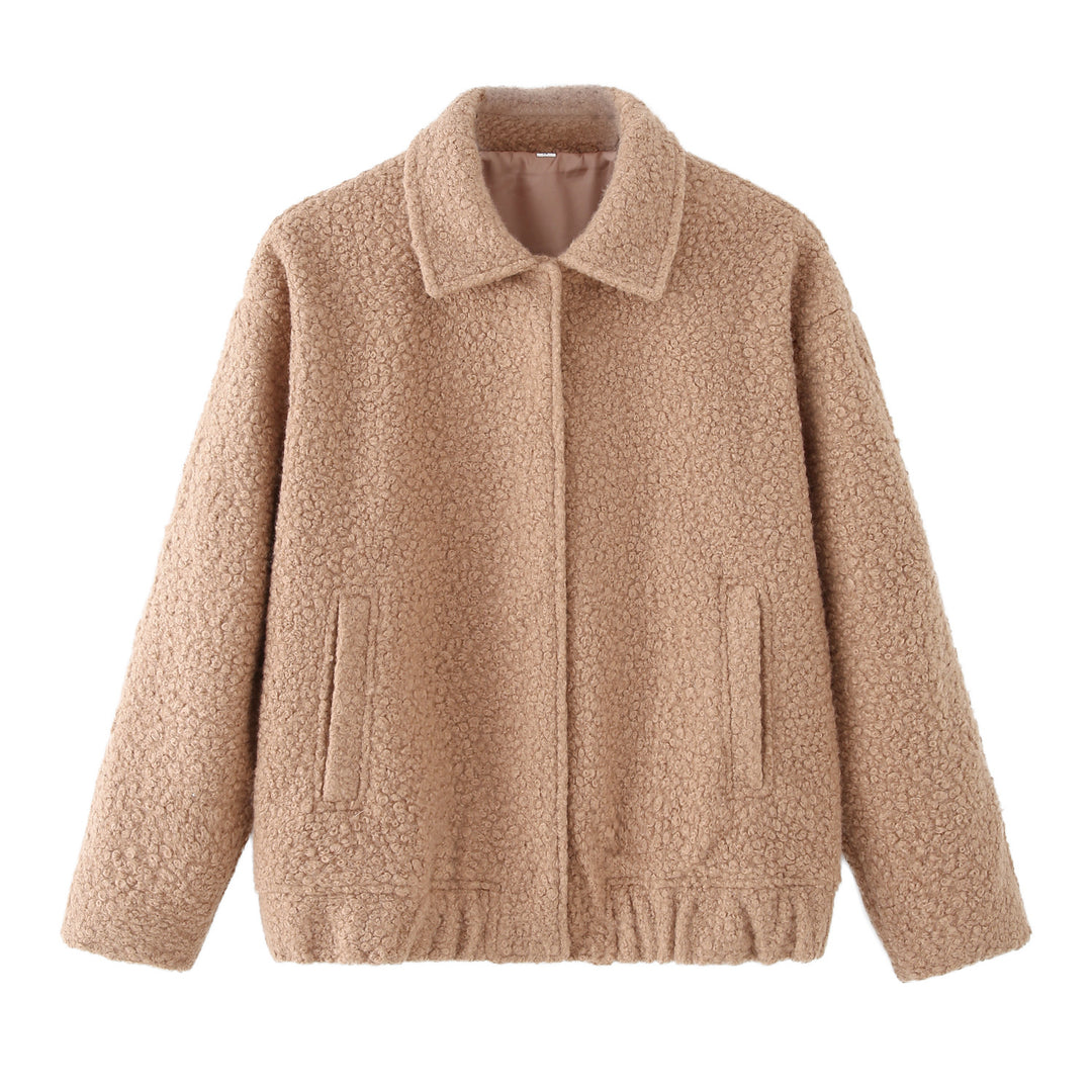 Damen kuschelige Bouclé-Jacke Drune
