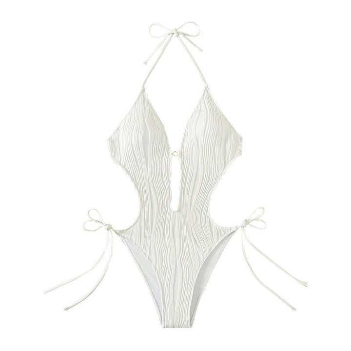 Damen Einteiler Badeanzug mit modischem Cut-Out und elastischem Wickeldetail Drune