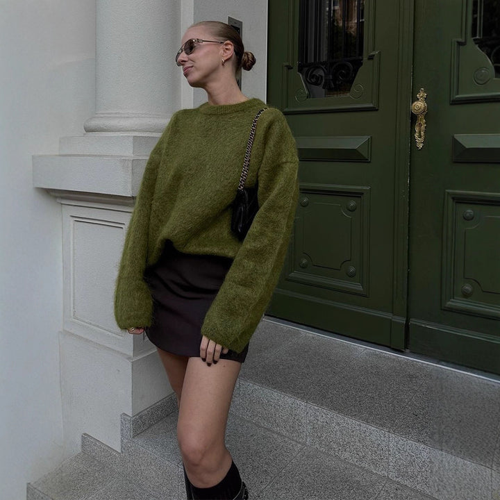 Damen weicher Strickpullover mit bequemem Schnitt Drune