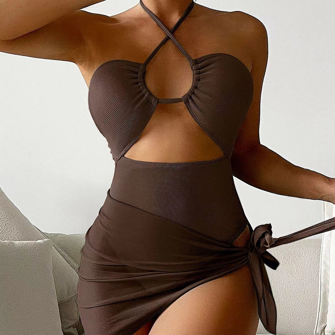 Damen Cut-Out Badeanzug mit Chic-Rock-Design und elegantem Knotendetail Drune