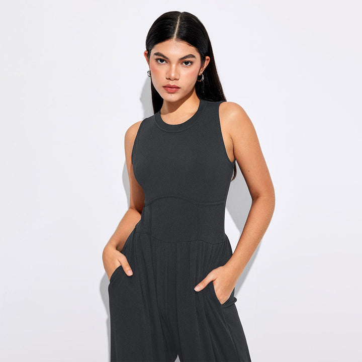 Damen Jumpsuit mit hohem Bund und praktischen Seitentaschen Drune
