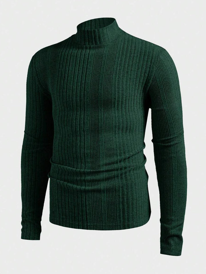 Herren Strickpullover mit hohem Kragen und Rippstruktur Drune