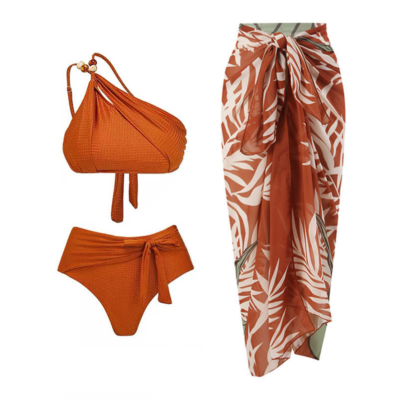 Damen Hochgeschnittener Bikini mit asymmetrischem Schnitt und raffiniertem Wickel-Design Drune