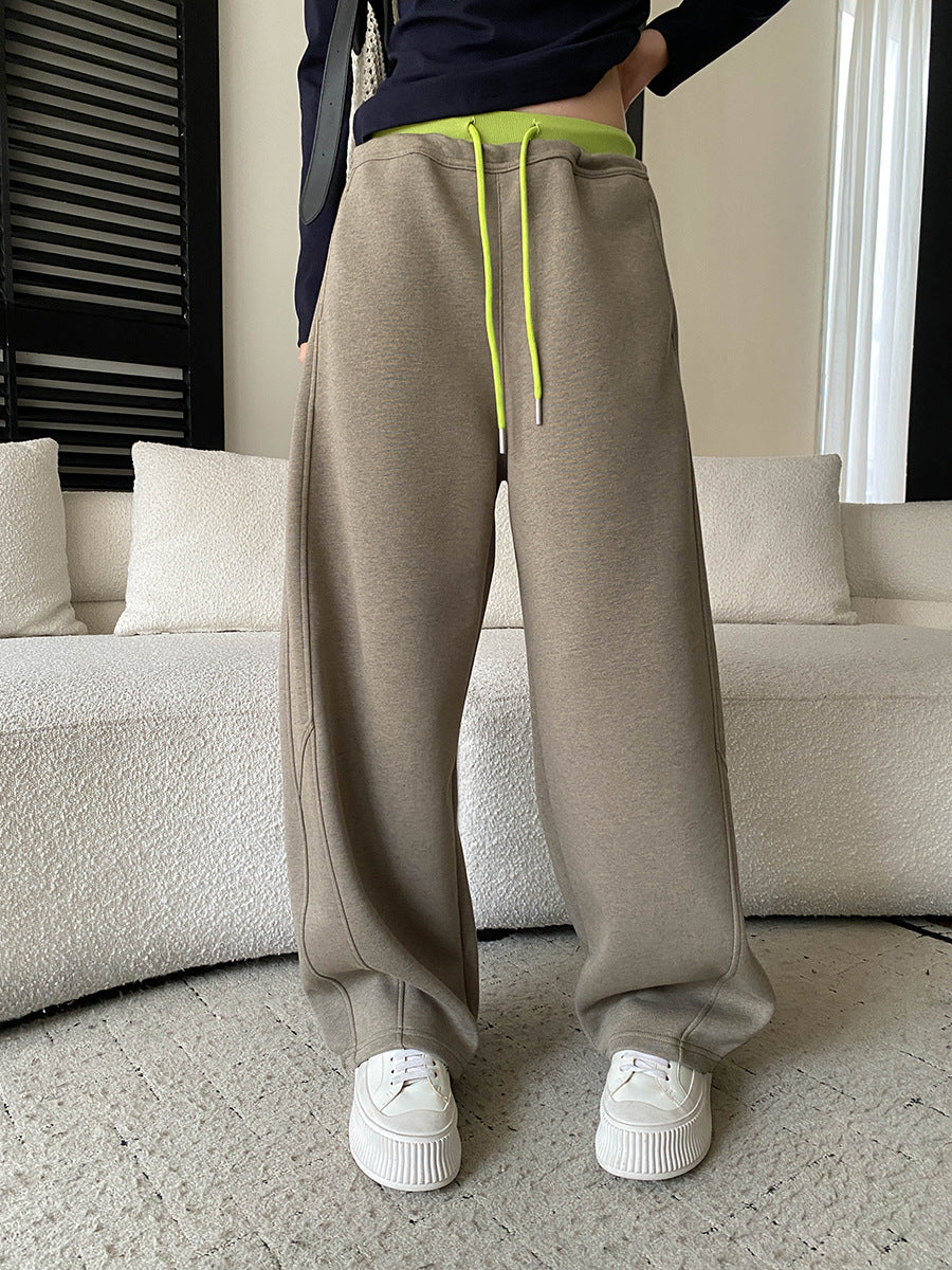 Damen lässige Sweathose mit weitem Schnitt und seitlichen Taschen Drune