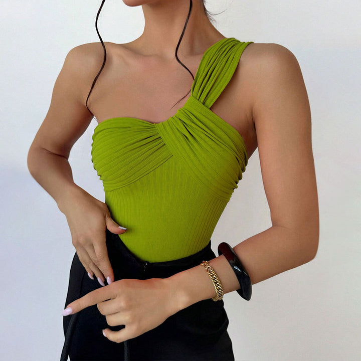 Damen eleganter einarmiger Badeanzug mit raffiniertem Drapierungsdesign Drune