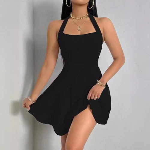Damen Sommerliches Neckholder Kleid mit fließendem Saum Drune