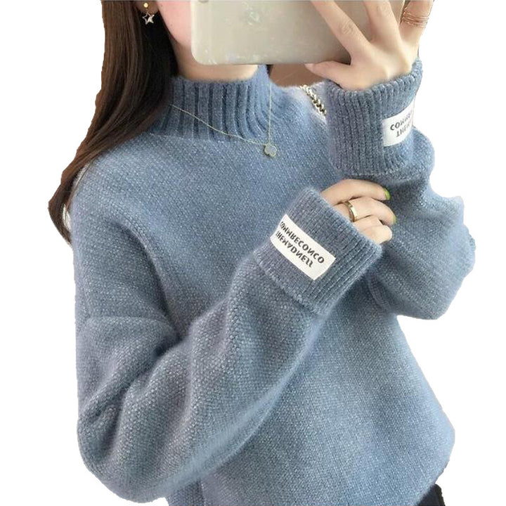 Damen modischer Pullover mit hohem Kragen und strukturiertem Design Drune