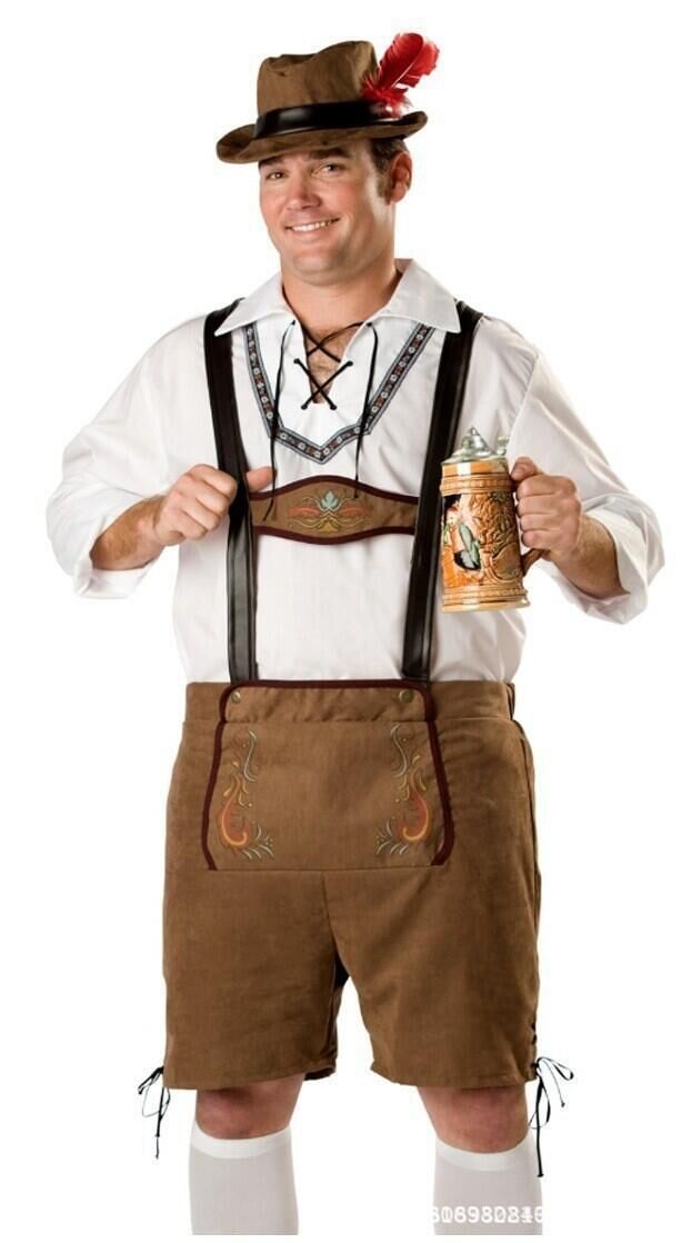 Herren nan kurze Trachtenlederhose mit verstellbaren Hosenträgern und besticktem Latz Drune