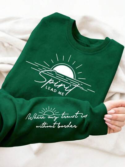 Damen Sweatshirt mit inspirierendem Druck und weich fließendem Stoff Drune