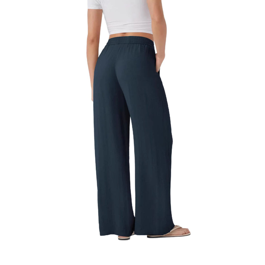 Damen weite Palazzo-Hose mit elastischem Bund und praktischen Taschen Drune