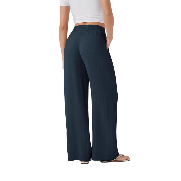Damen weite Palazzo-Hose mit elastischem Bund und praktischen Taschen Drune