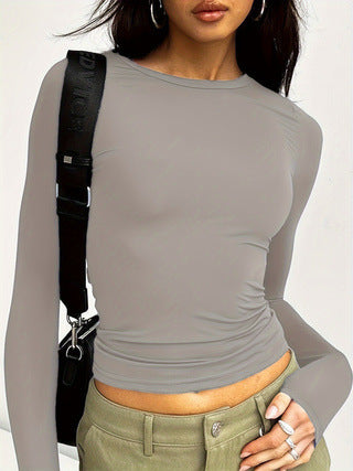 Damen Fashion Langarmoberteil mit asymmetrischem Schnitt und weichen Ärmeln Drune