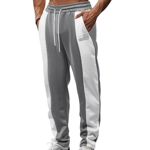 Herren nan sportive Trackpants mit seitlichen Kontrastbahnen elastischem Bund Kordelzug und Hirschstickerei Drune