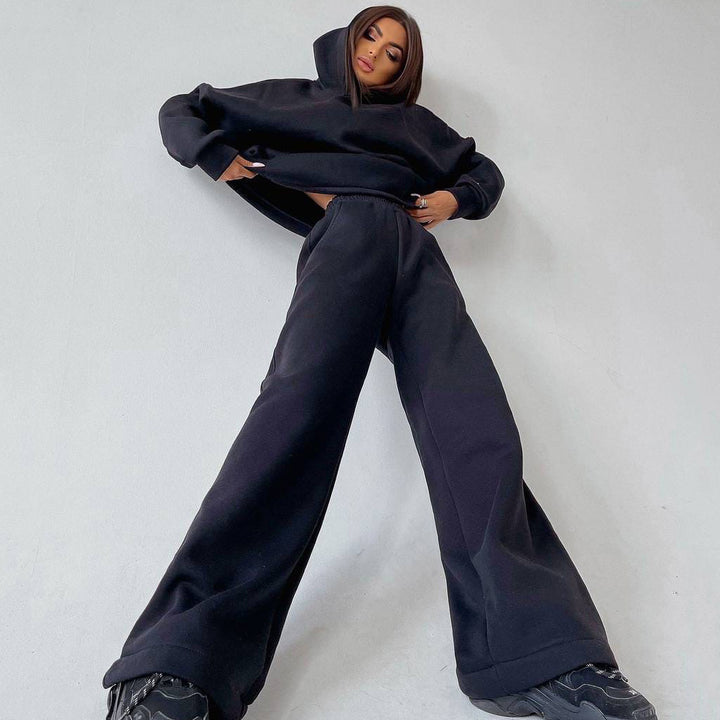Damen nan weiches Oversize Hoodie mit weitem Schlag Jogginghose Set Drune