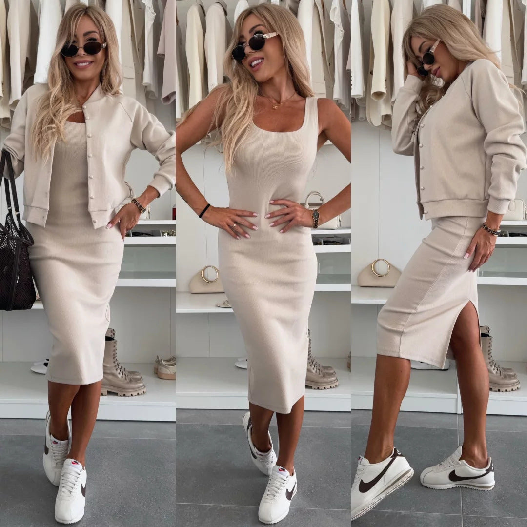 Damen Freizeitkleid mit passender Strickjacke Drune