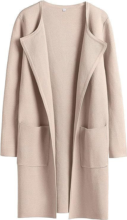 Damen modische Strickjacke mit offenen Front und praktischen Taschen Drune