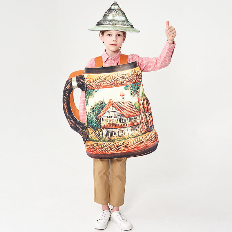 Unisex nan traditioneller keramischer Bierkrug mit Zinndeckel und handbemaltem Reliefmotiv Drune