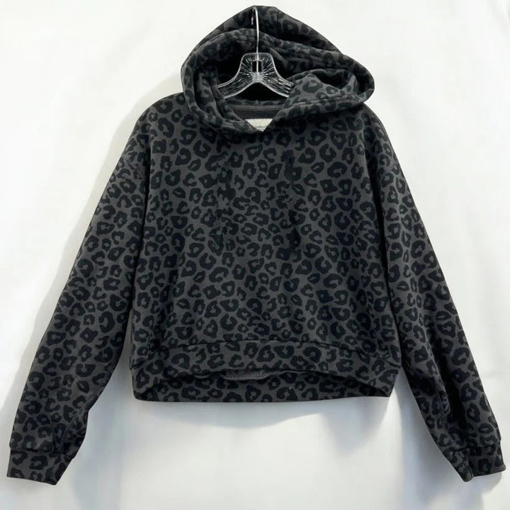 Frau Leopardenmuster Gemütlicher Hoodie Drune