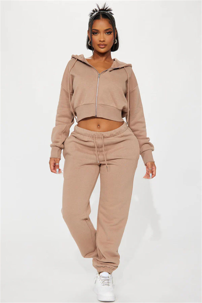 Damen Relaxed-Fit Sweat-Set mit Kapuze und weiten Hosen Drune