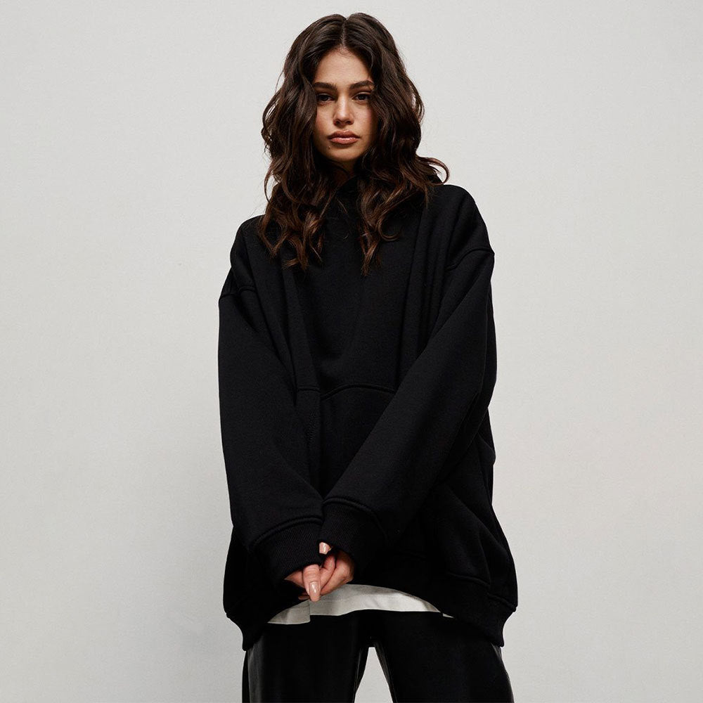 Damen Lässiger Oversized Hoodie mit praktischer Kängurutasche und hohem Kragen Drune