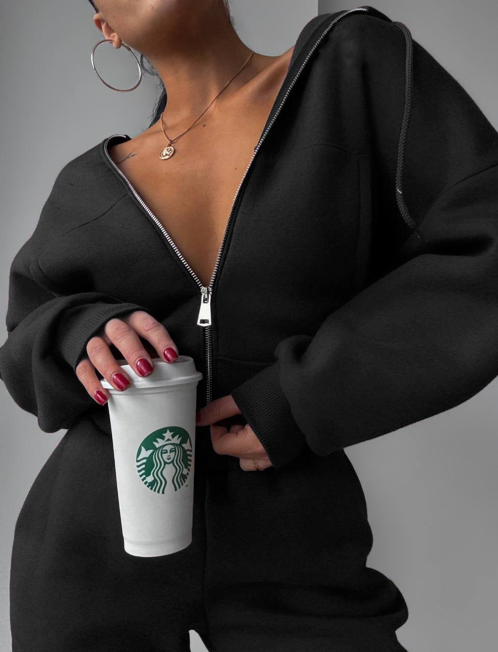 Damen sportliches Cropped-Set mit Weite und Reißverschluss Drune