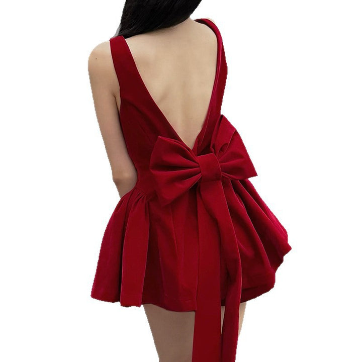 Damen Kurzes Samtkleid mit hochwertigem Schnitt und A-Linien-Silhouette Drune