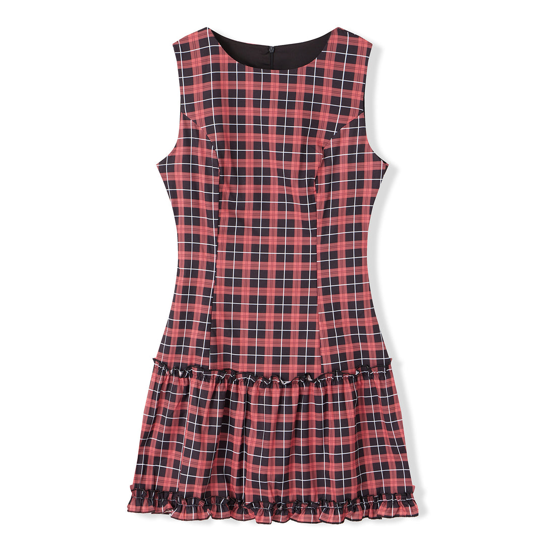 Damen Freizeitkleid mit Punkten und Rüschendetail Drune
