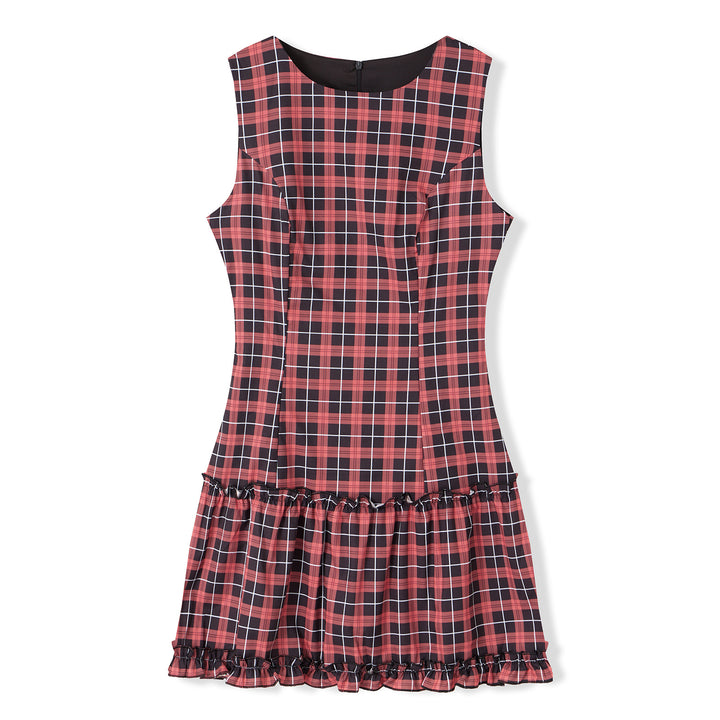 Damen Freizeitkleid mit Punkten und Rüschendetail Drune