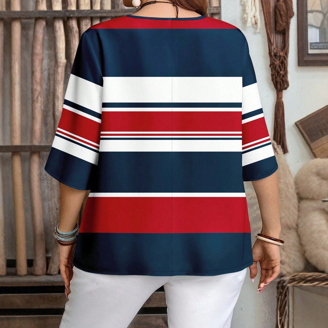 Damen lässiges Marine-Look Oberteil mit Knopfleiste Drune
