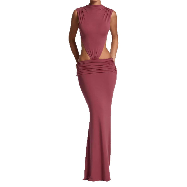 Damen Langes Maxi-Kleid mit raffinierten Cut-Outs und Raffung Drune