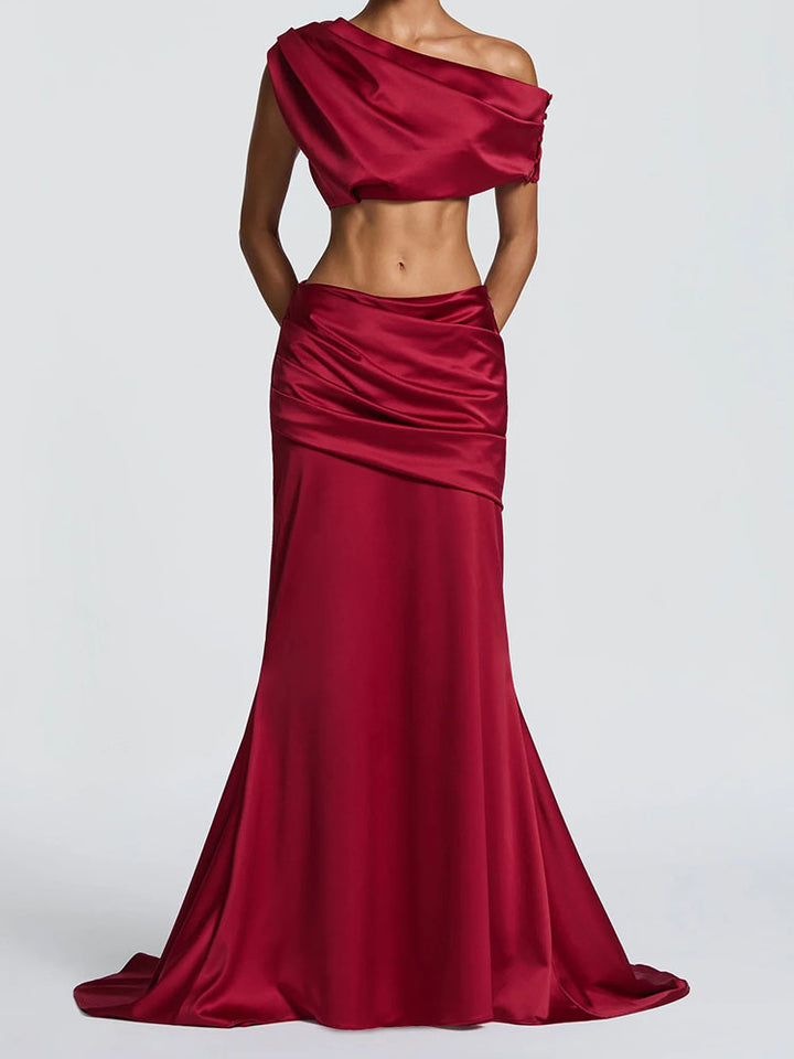 Damen Elegantes One-Shoulder Abendkleid Drune