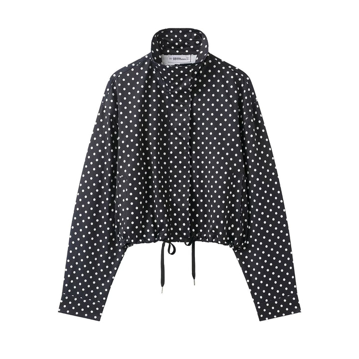 Damen nan kurz geschnittene Regenjacke mit Punktmuster und verstellbarem Kordelzug Drune