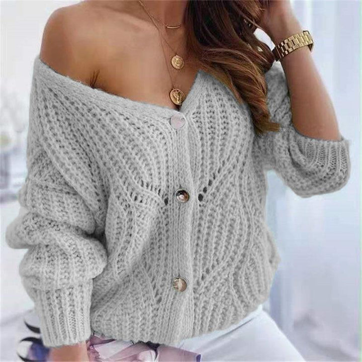Damen Grobstrick-Cardigan mit vorteilhaftem offenen Design und dekorativen Knopfdetails Drune