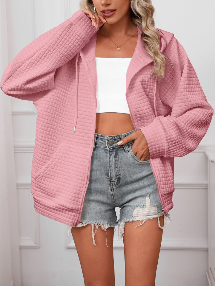 Damen Oversized Kapuzenjacke aus strukturiertem Material Drune