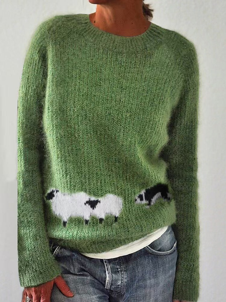 Damen nan Norwegerpullover aus Wollmix mit Rundhalsausschnitt und traditionellem Fair-Isle-Yoke Drune