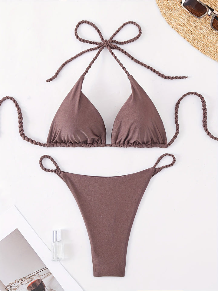 Damen Triangel-Bikini mit geflochtenen Trägern Drune