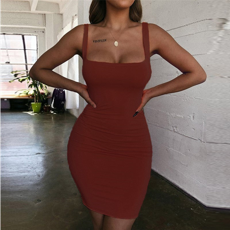 Damen Bodycon Minikleid mit breiten Trägern und taillierter Silhouette Drune